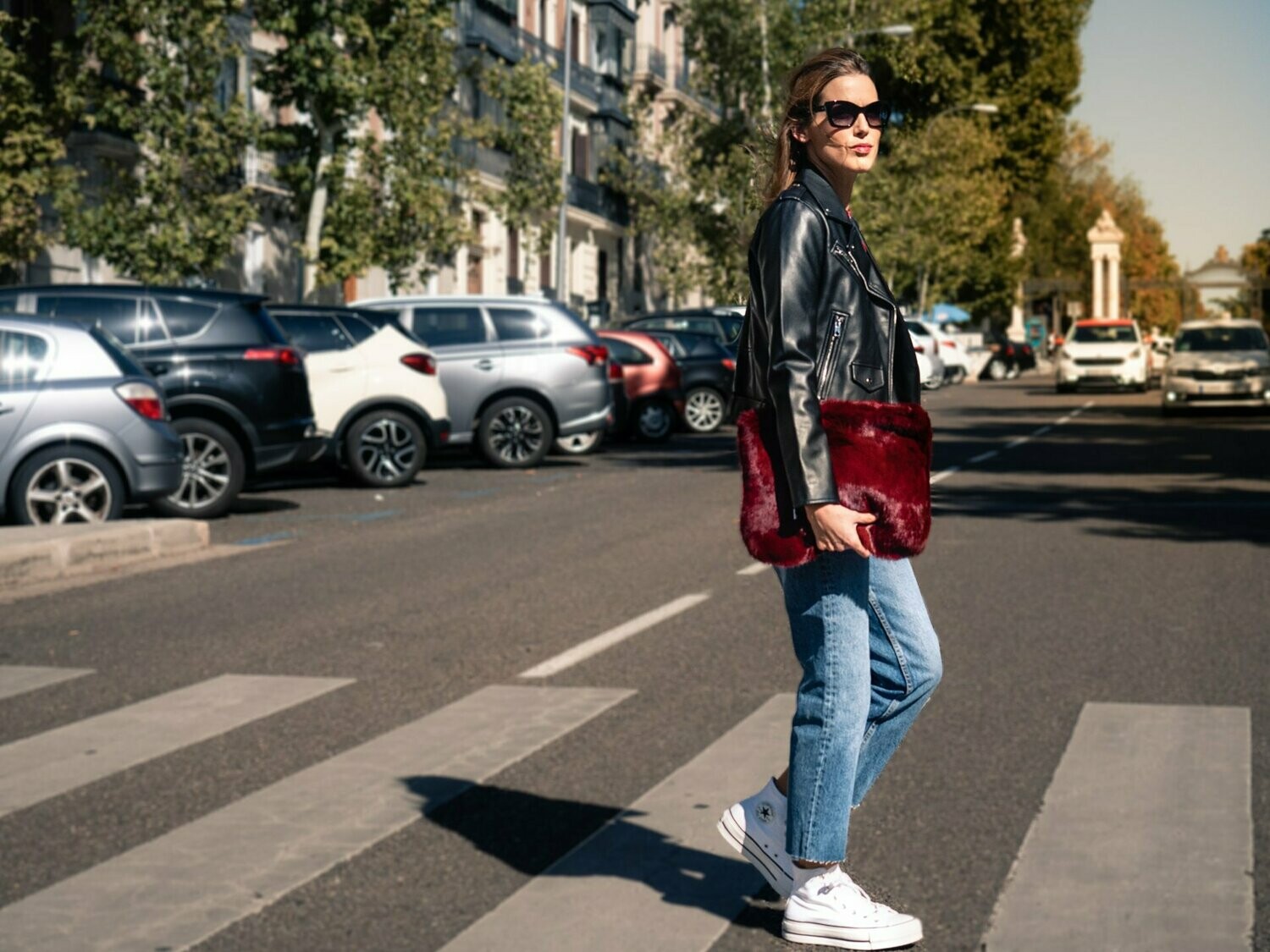 Leather maroon rabbit bag