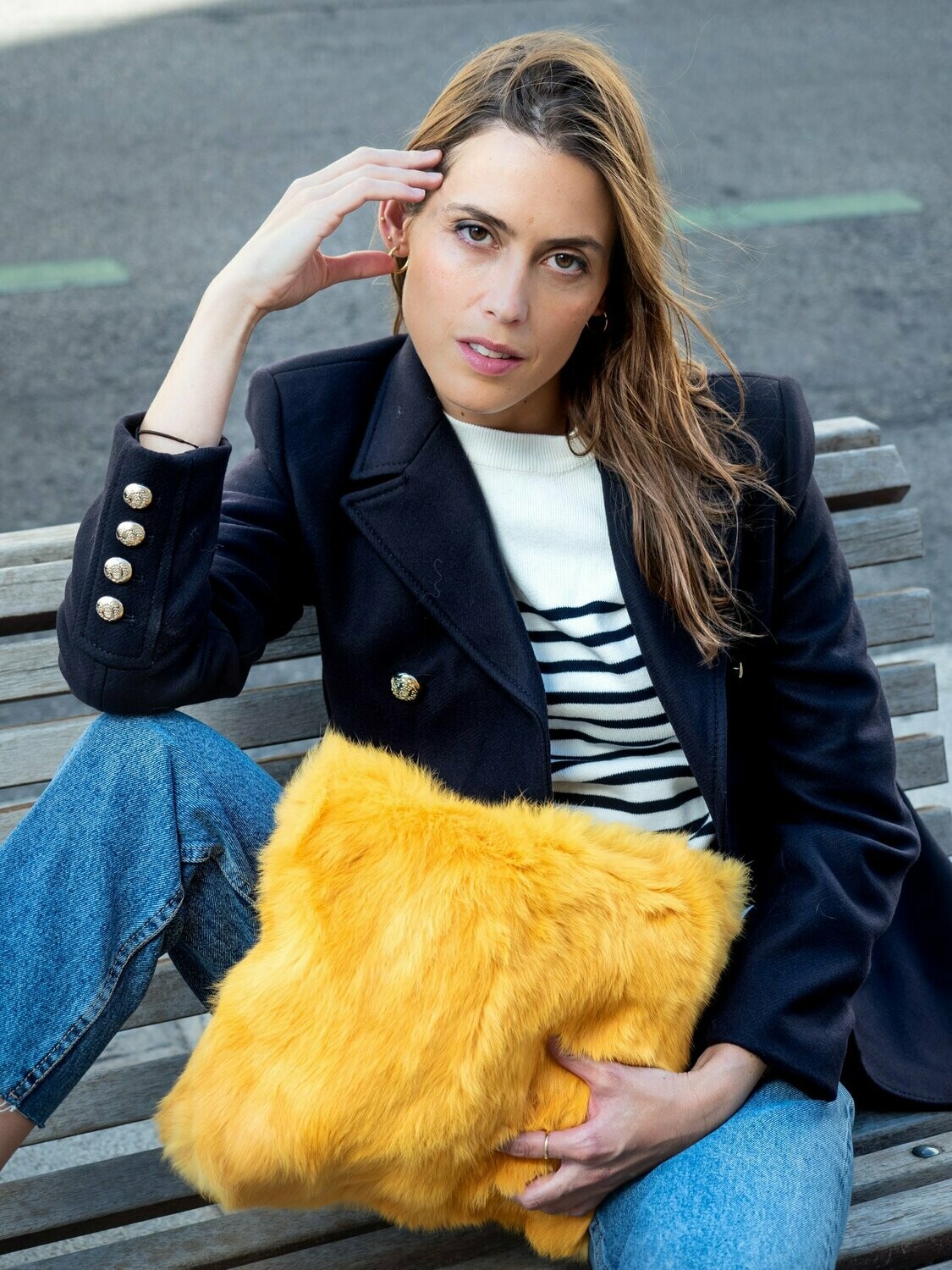 Mustard leather rabbit bag