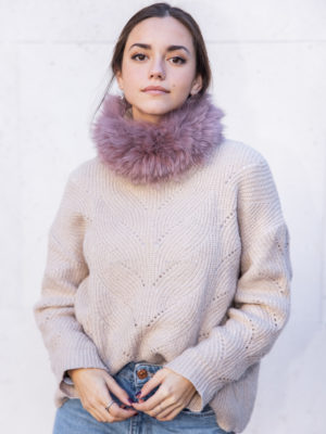 Cuello elástico rosa palo